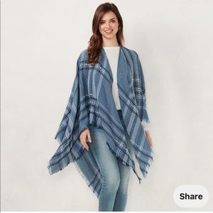 NWT Lauren Conrad blue plaid wrap, SZ O/S